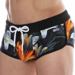 Shorty de Bain Tropical Summer Noir