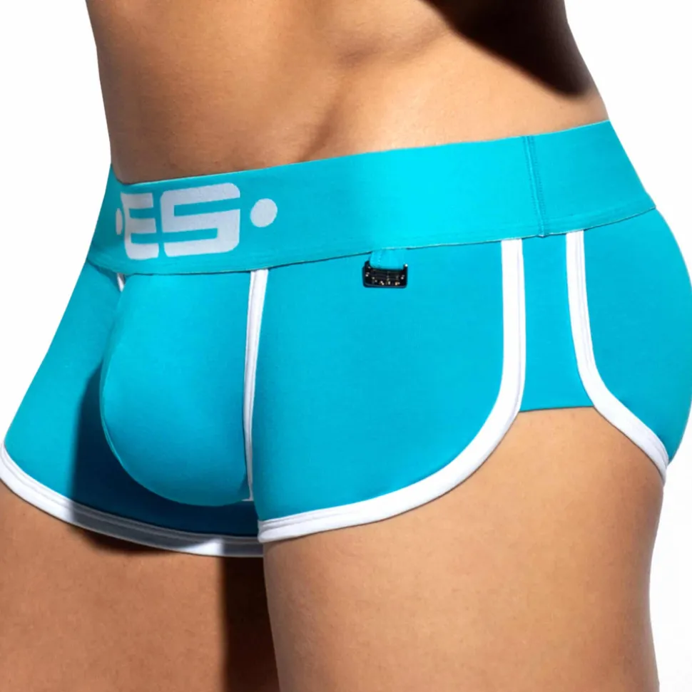 Shorty Double Side Coton Turquoise - Blanc