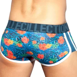 Shorty Double Side Flowers Bleu Marine