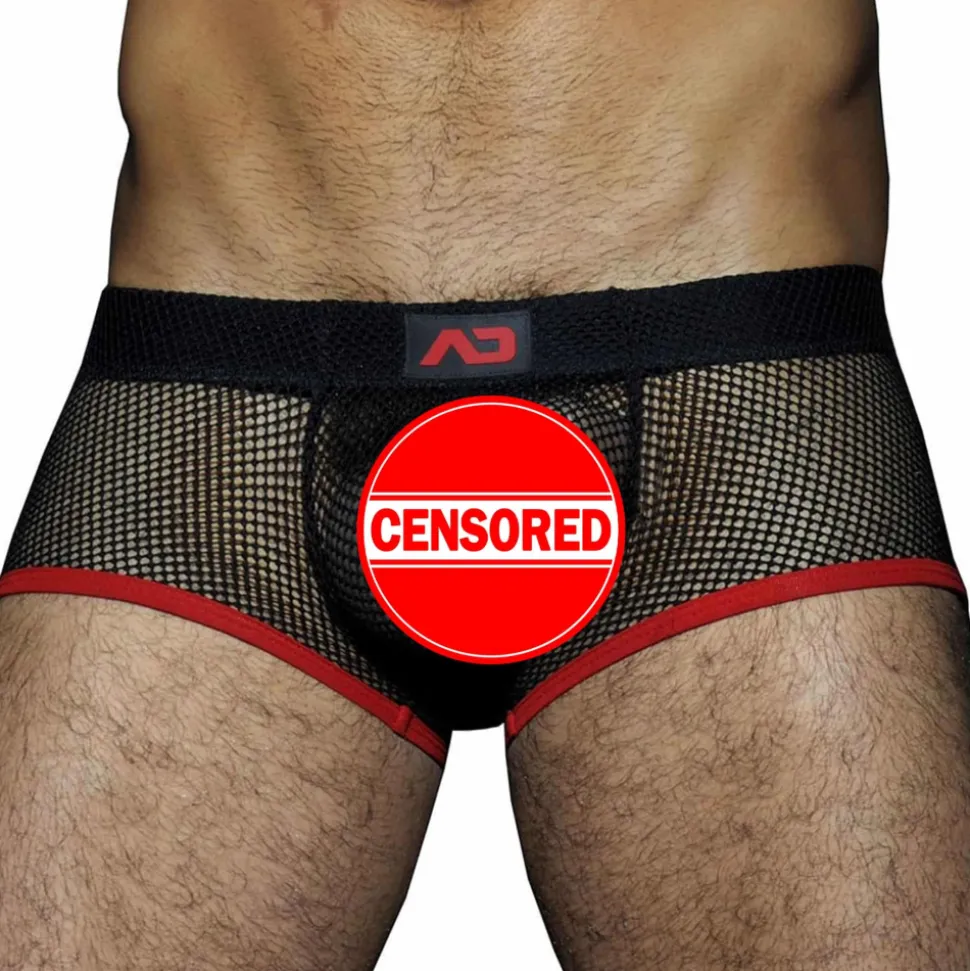 Shorty Mesh Fetish Noir - Rouge