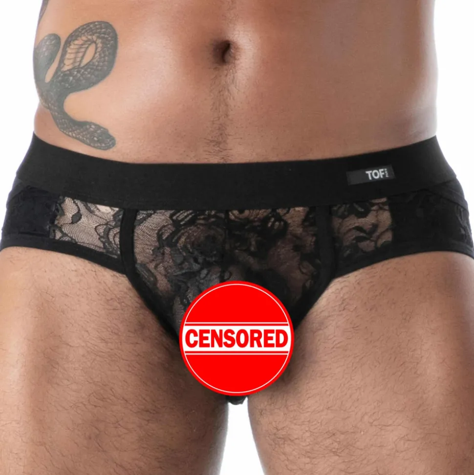 Slip à Poches en Dentelle Fluide Noir