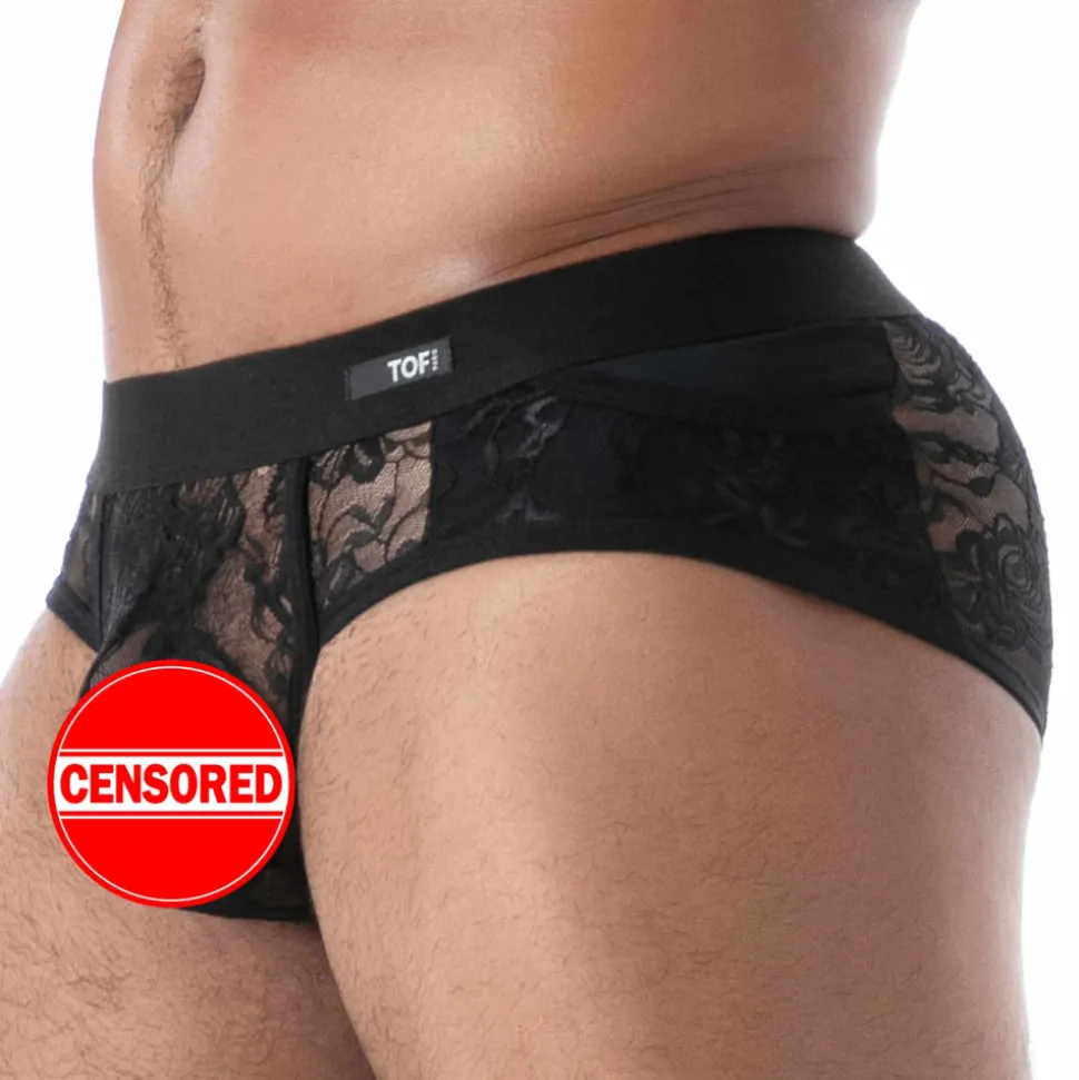 Slip à Poches en Dentelle Fluide Noir