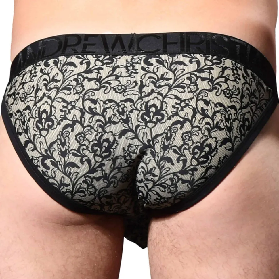 Slip Almost Naked Imprimé Dentelle Noir - Beige
