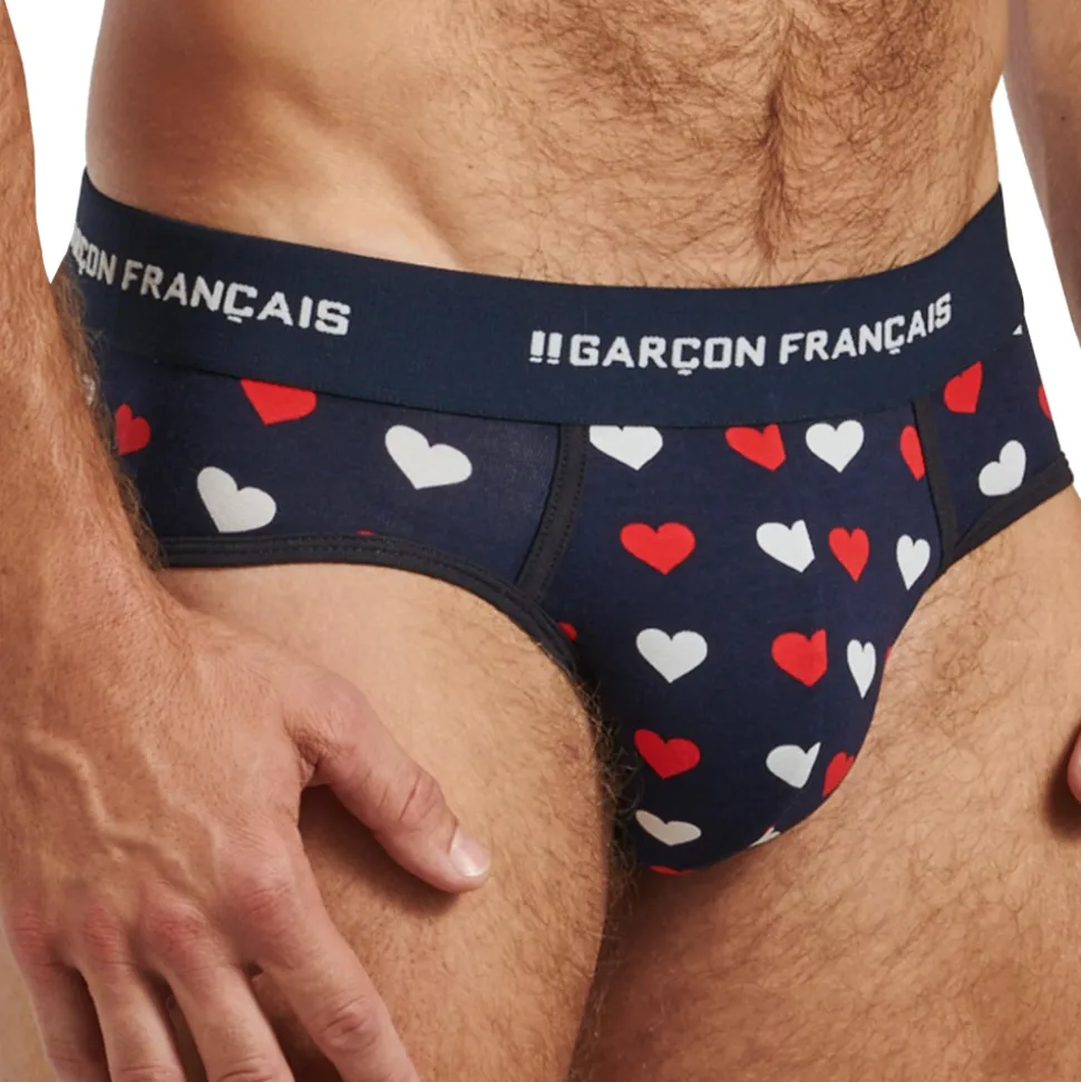 Slip Coton Cœurs Bleu Marine