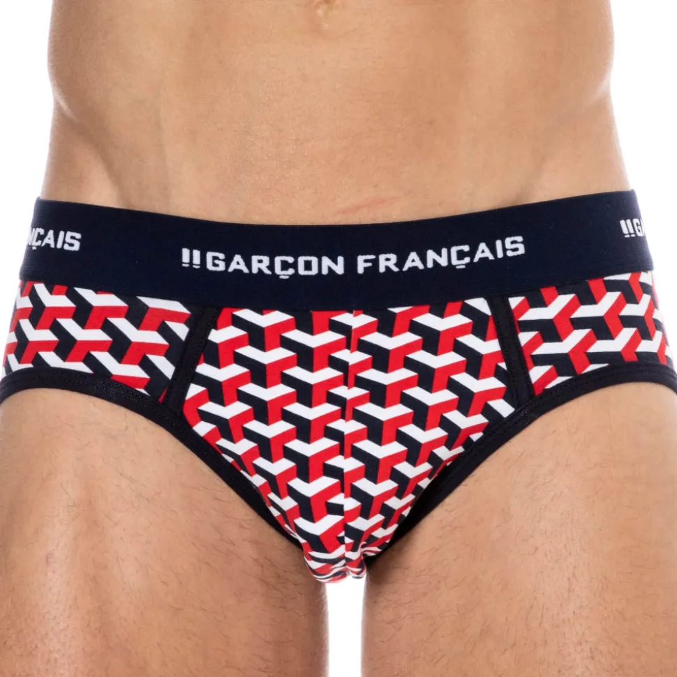 Slip Coton Géométrique Bleu Marine