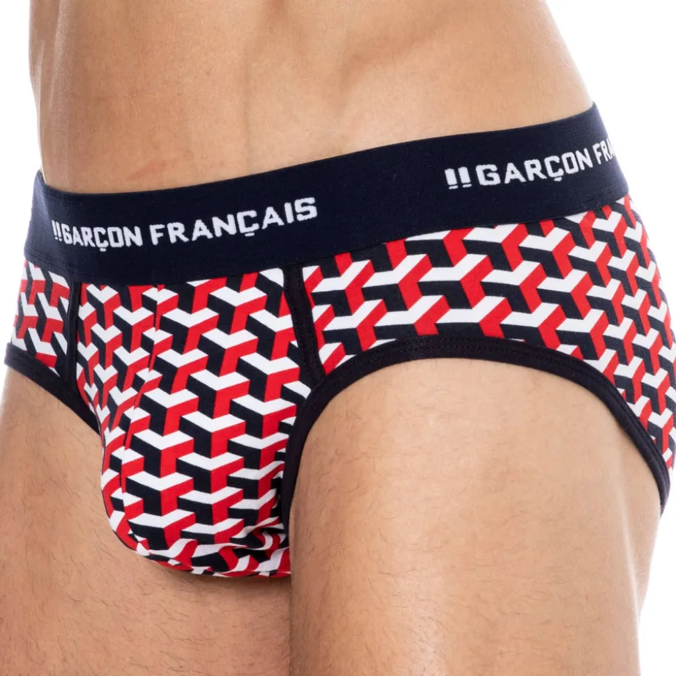 Slip Coton Géométrique Bleu Marine
