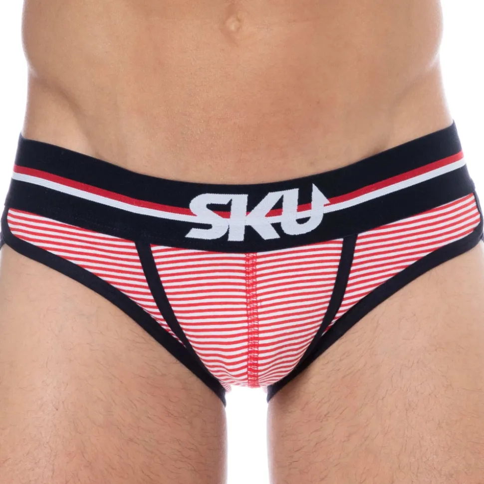 Slip Coton Rayure Rouge - Blanc