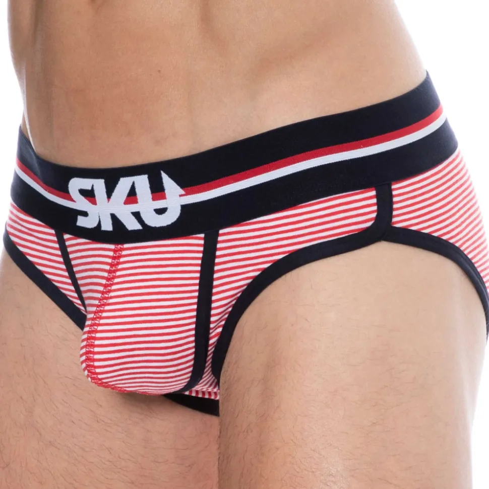 Slip Coton Rayure Rouge - Blanc