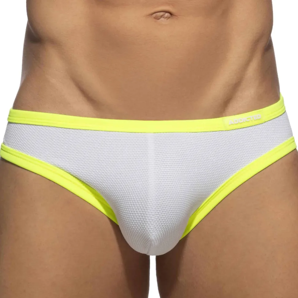 Slip de Bain Bikini Neon Snow White Blanc - Jaune Fluo