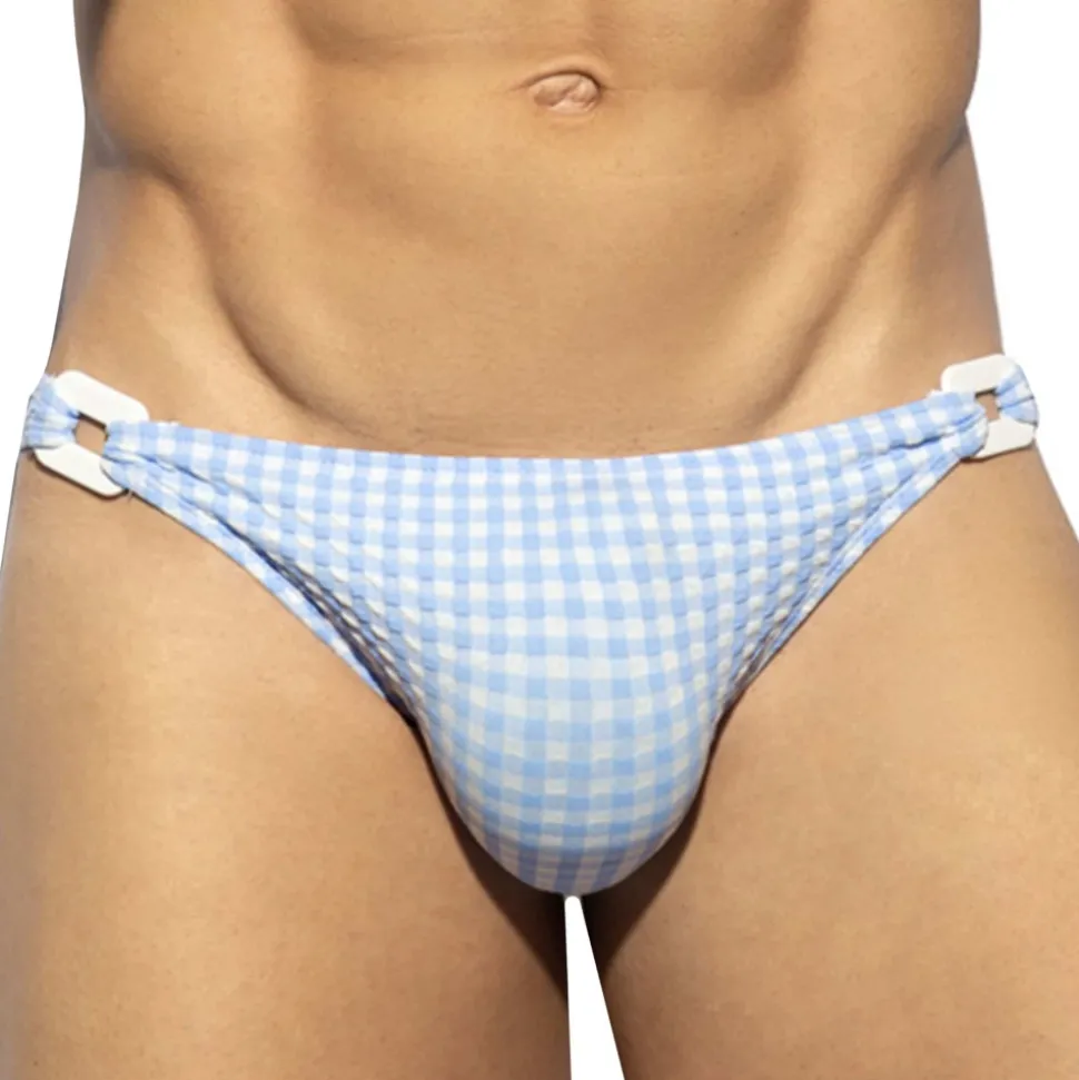 Slip de Bain Bikini Vichy Bleu Ciel