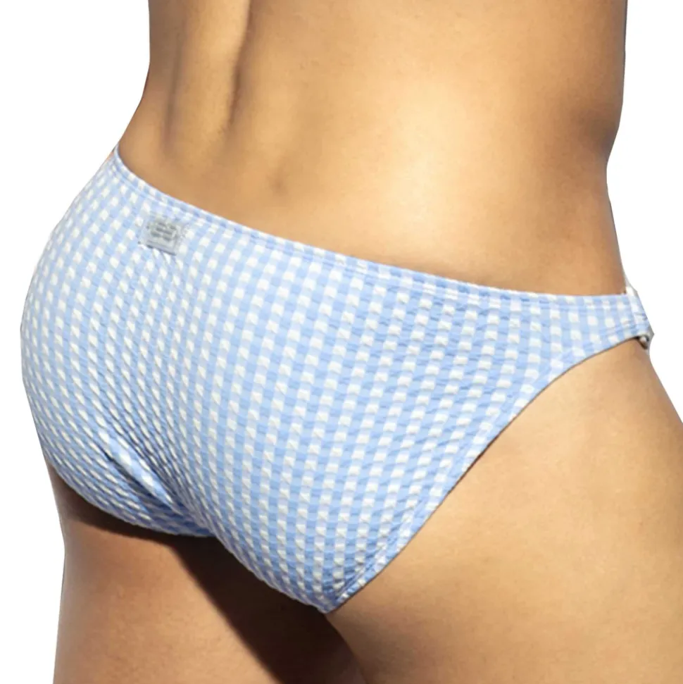 Slip de Bain Bikini Vichy Bleu Ciel
