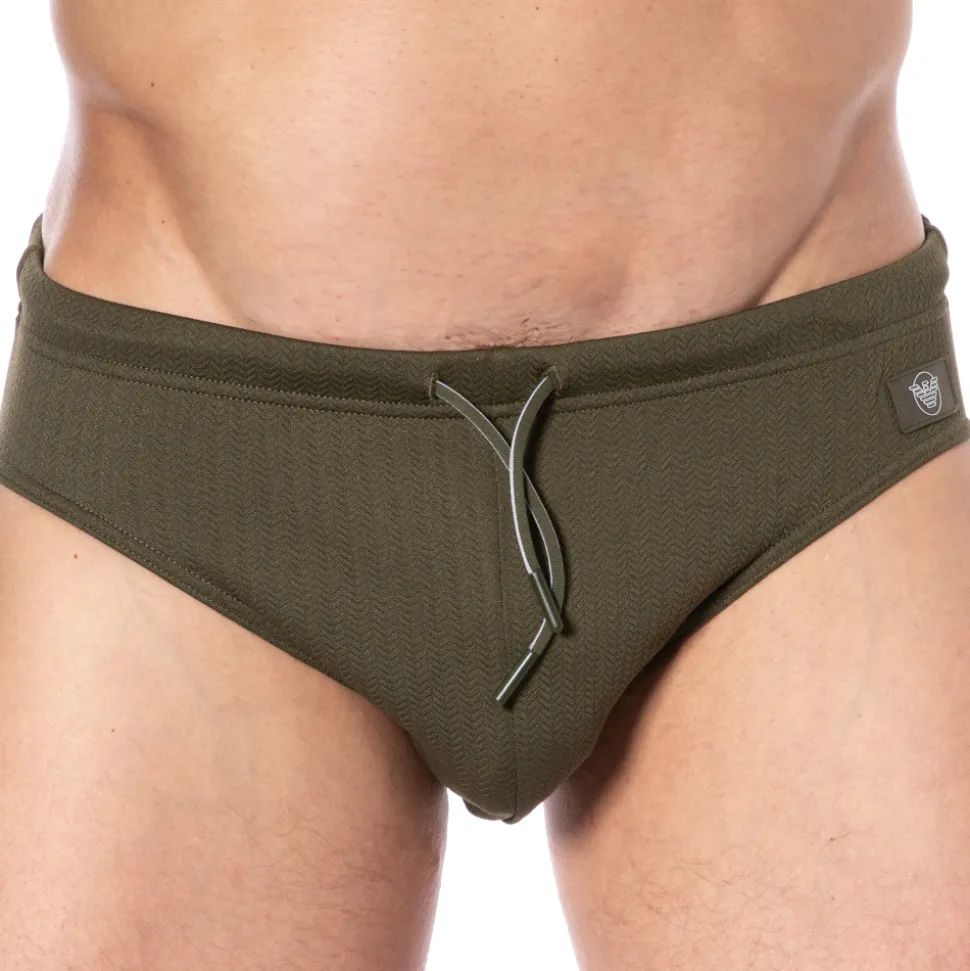 Slip de Bain Satin Label Olive