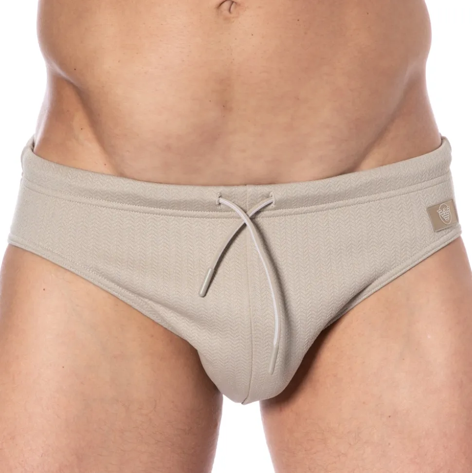 Slip de Bain Satin Label Taupe