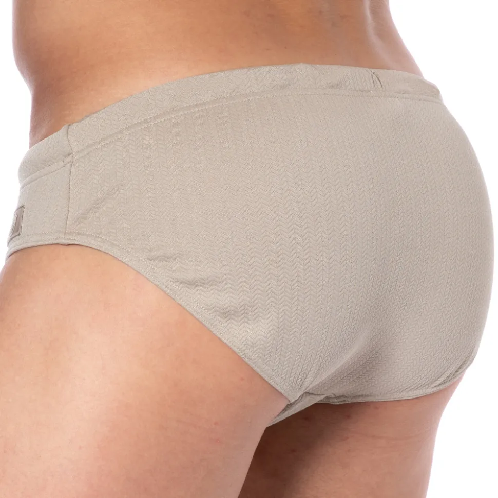 Slip de Bain Satin Label Taupe