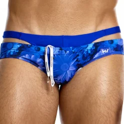 Slip de Bain Super Low Rise Daisies Bleu
