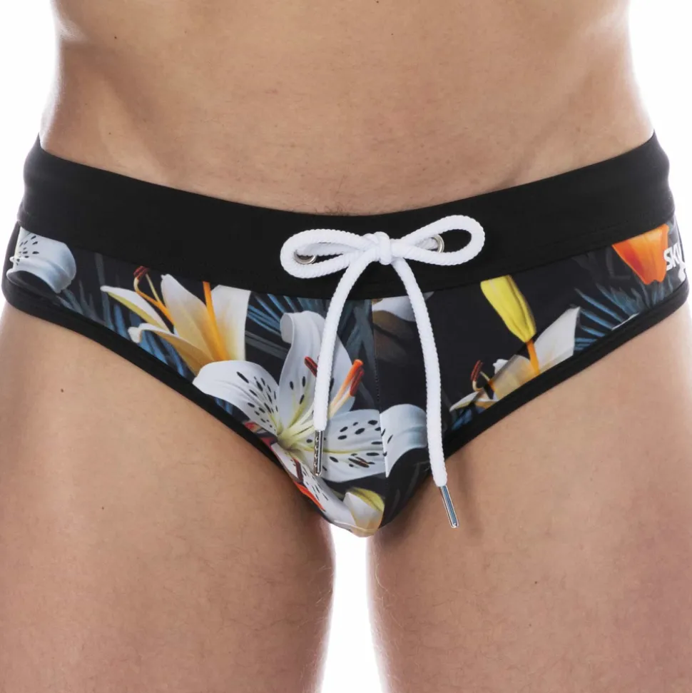 Slip de Bain Tropical Summer Noir