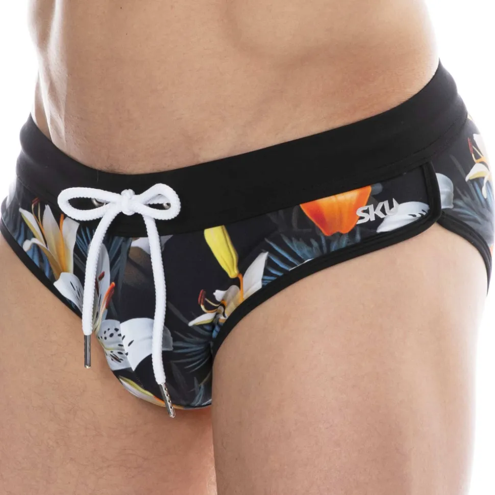 Slip de Bain Tropical Summer Noir