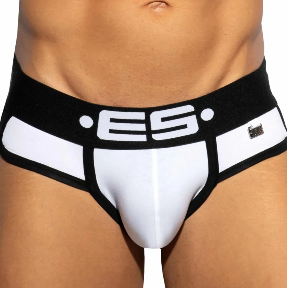 Slip Double Side Coton Blanc - Noir