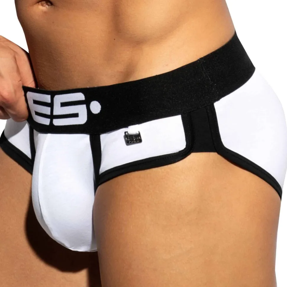 Slip Double Side Coton Blanc - Noir