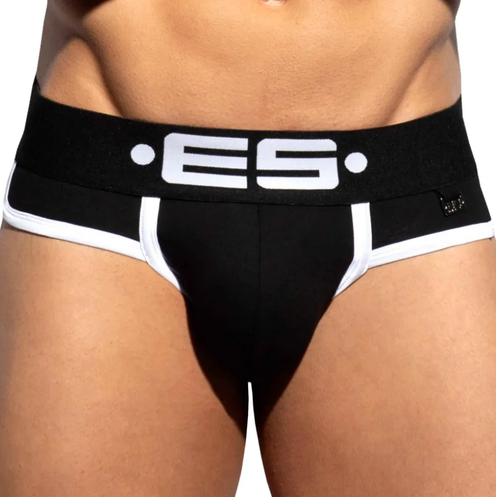 Slip Double Side Coton Noir - Blanc