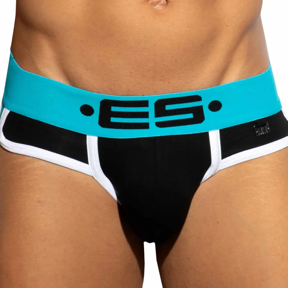 Slip Double Side Coton Noir - Turquoise
