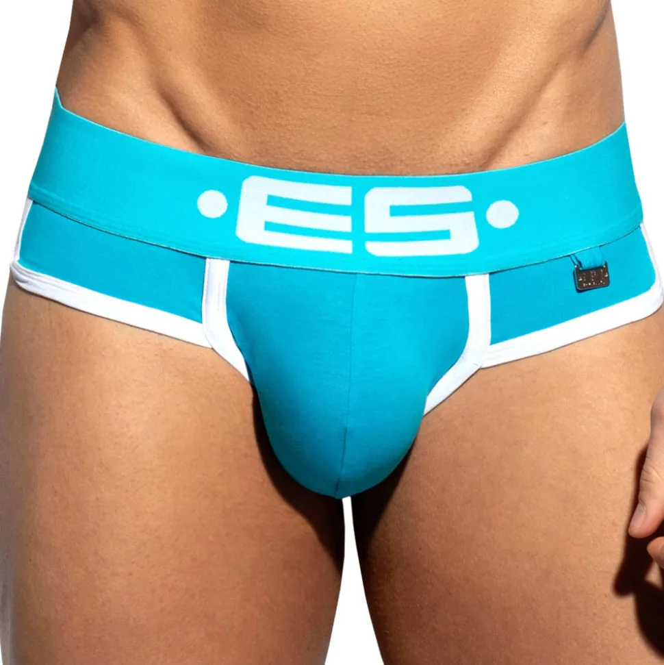 Slip Double Side Coton Turquoise - Blanc