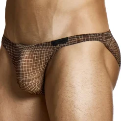 Slip Low Cut Abstract Résille Marron