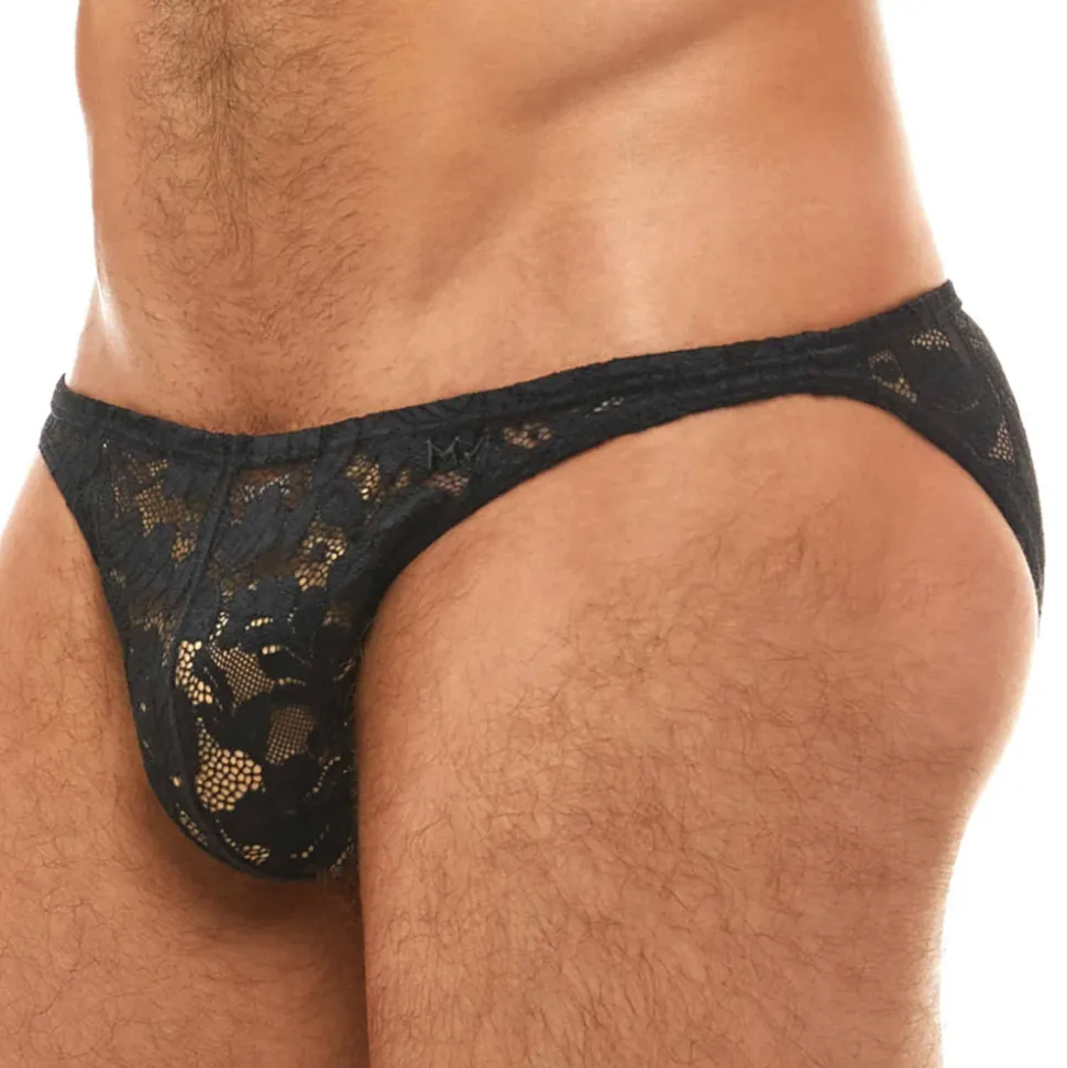 Slip Low Cut Dentelle Florale Noir
