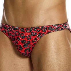 Slip Low Cut Léopard Sequins Rouge