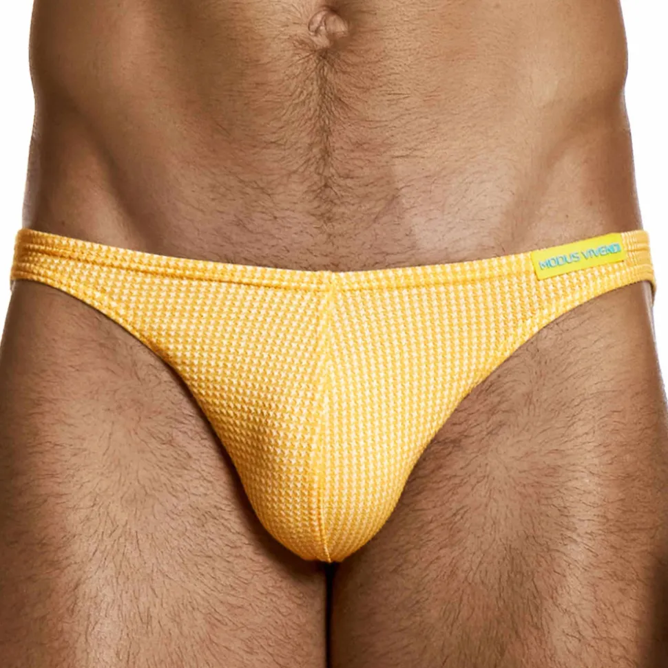 Slip Low Cut Pied de Coq Jaune