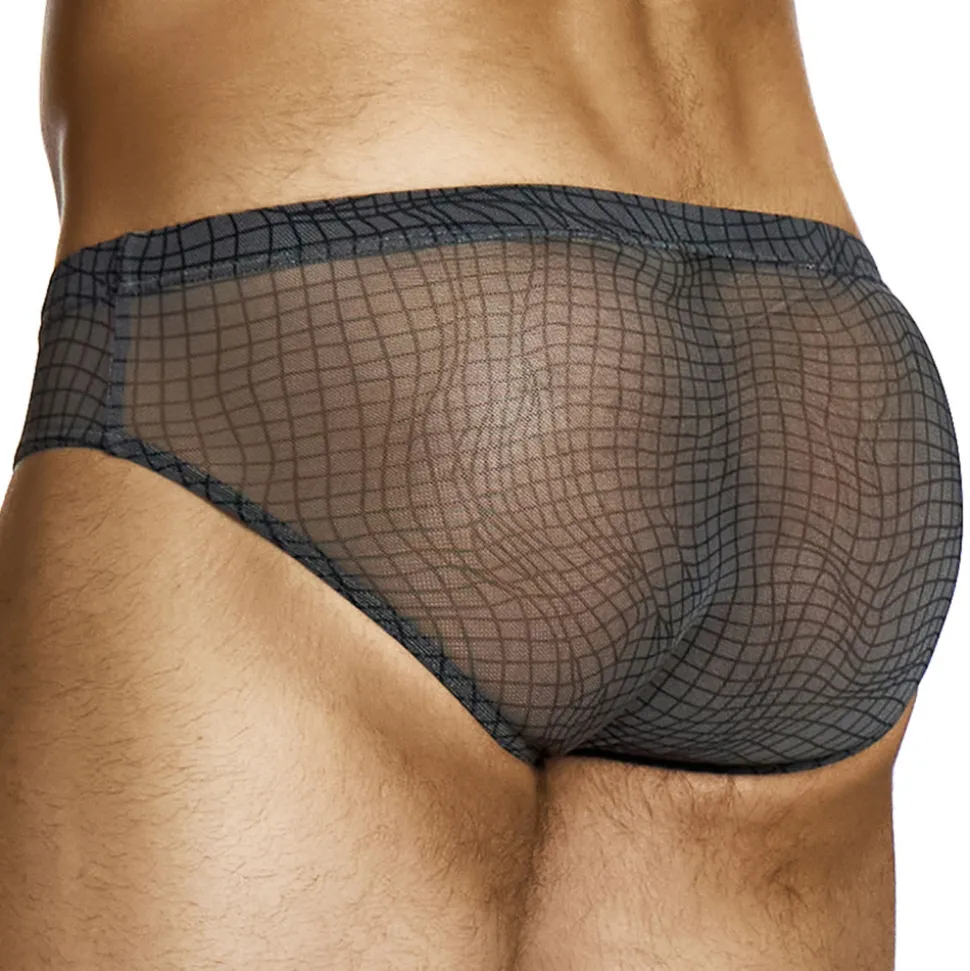 Slip Super Low Rise Abstract Résille Gris Anthracite