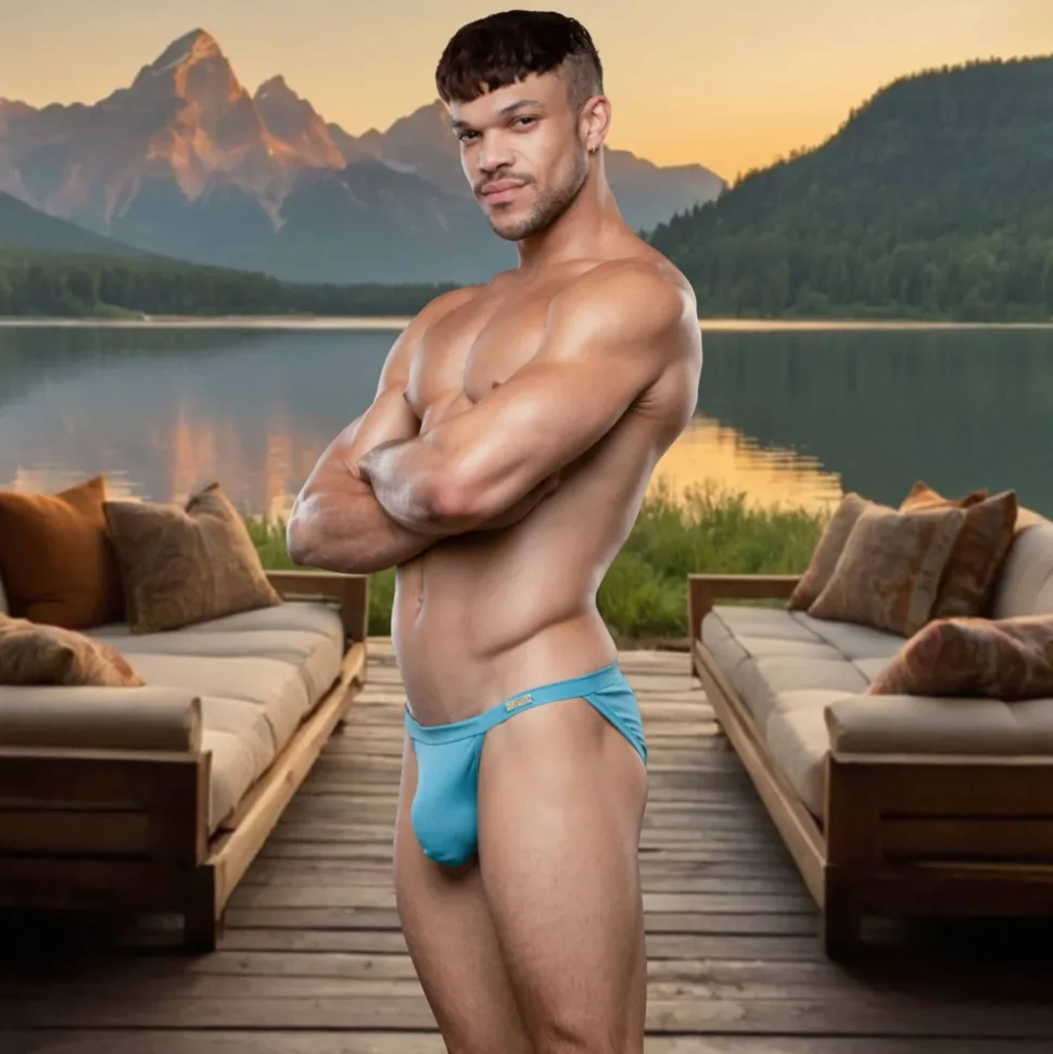 Slip Tanga Almost Naked "Sex" Bambou Bleu