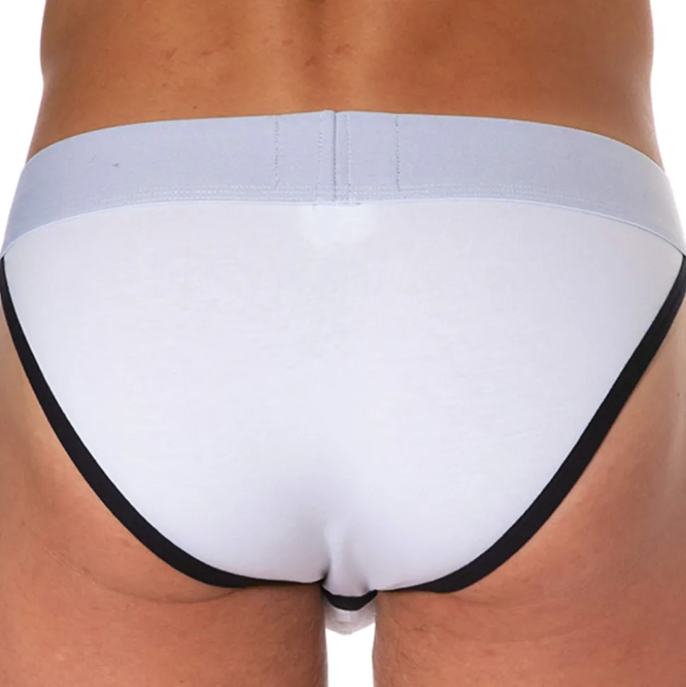Slip Tanga Logo Coton Blanc