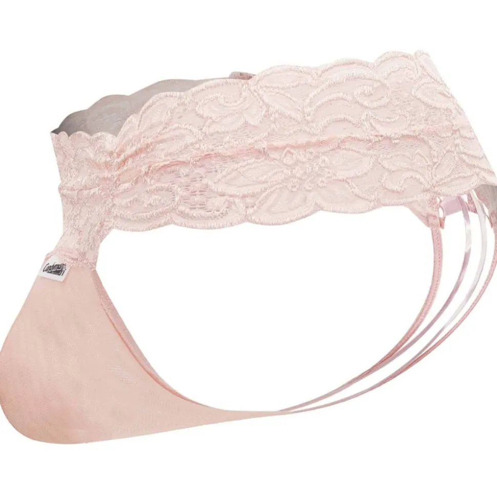 String Dentelle à Lacets Rose