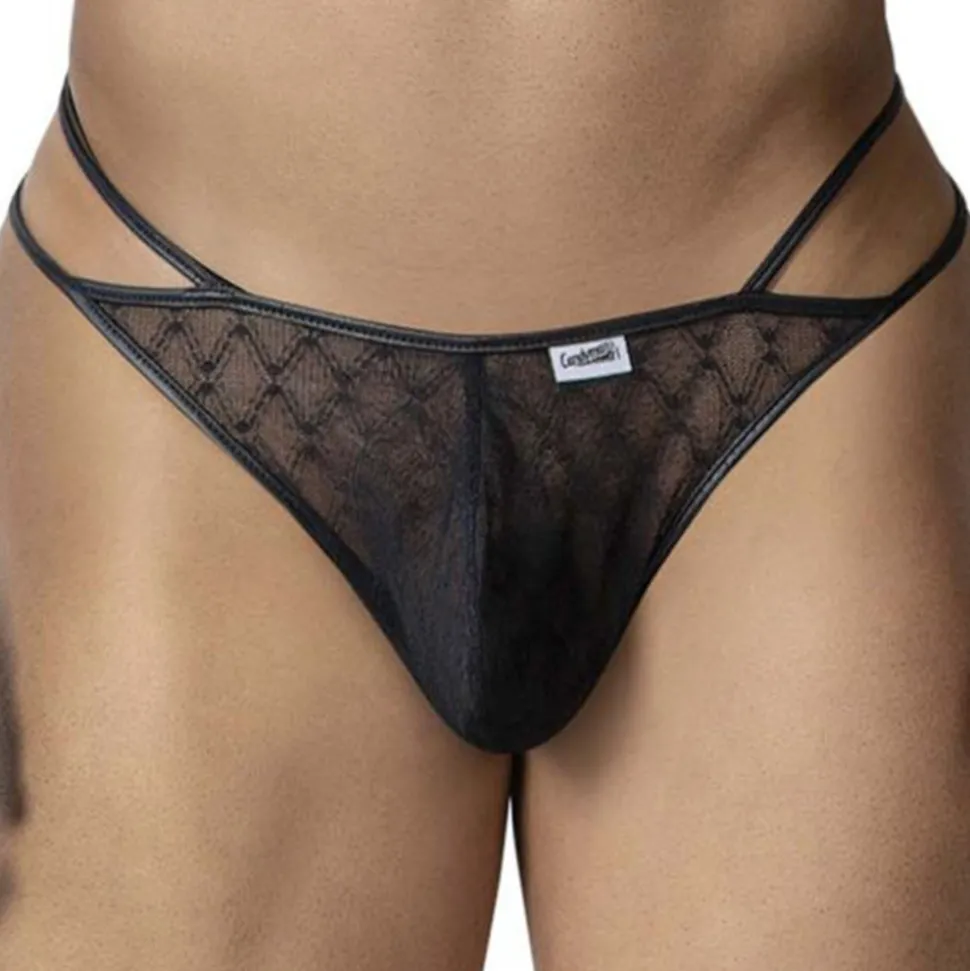 String Ficelle Résille Géométrique Noir