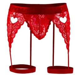 String Jarretière Dentelle Rouge