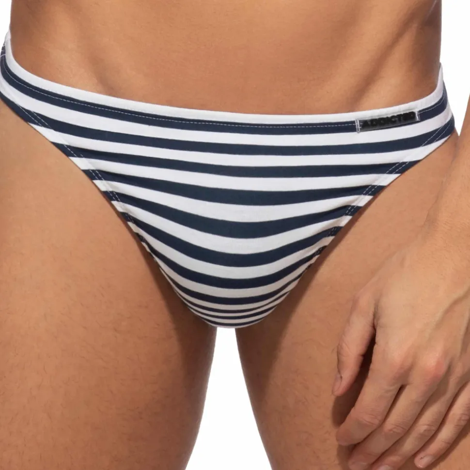 String Marinière Marine - Blanc