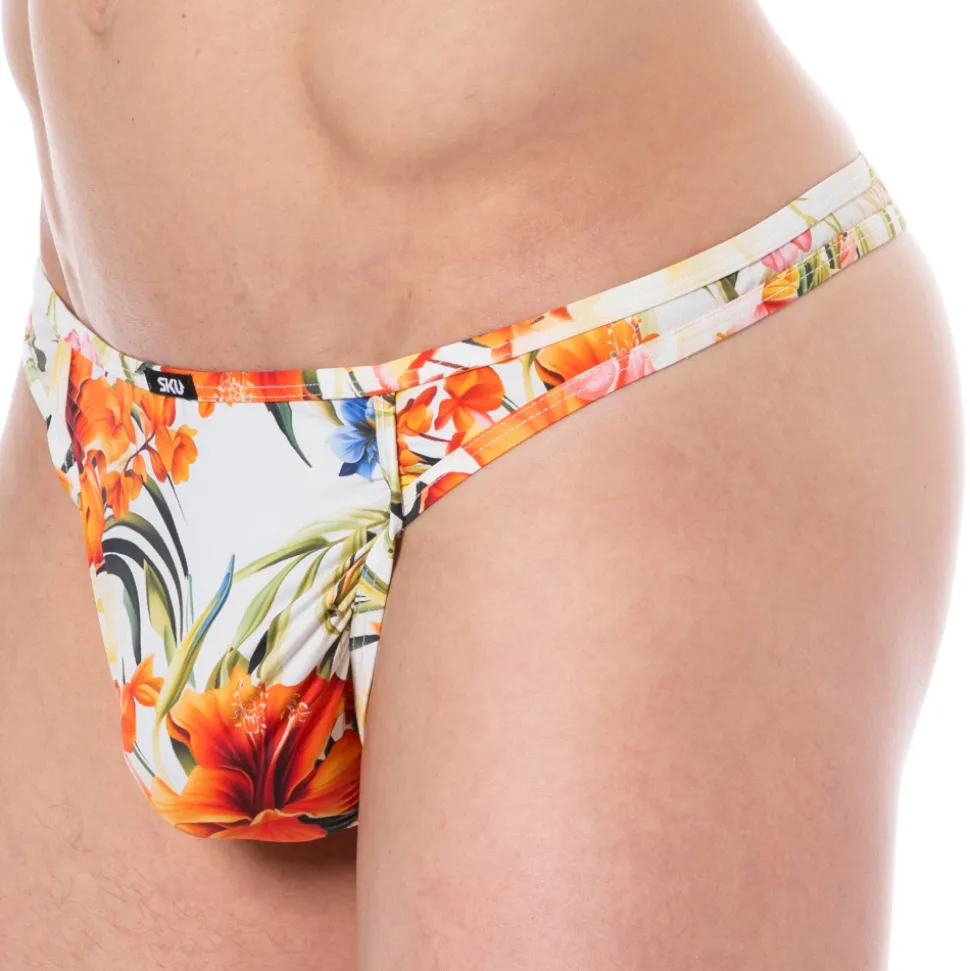String Microfibre Tropical Summer Blanc