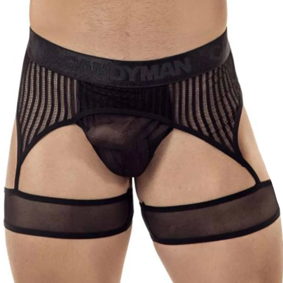 String Porte-Jarretelle Rayé Noir