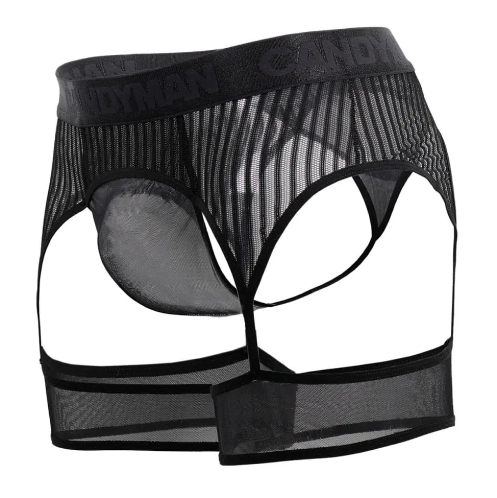 String Porte-Jarretelle Rayé Noir