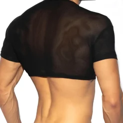 Top Crop Net Noir