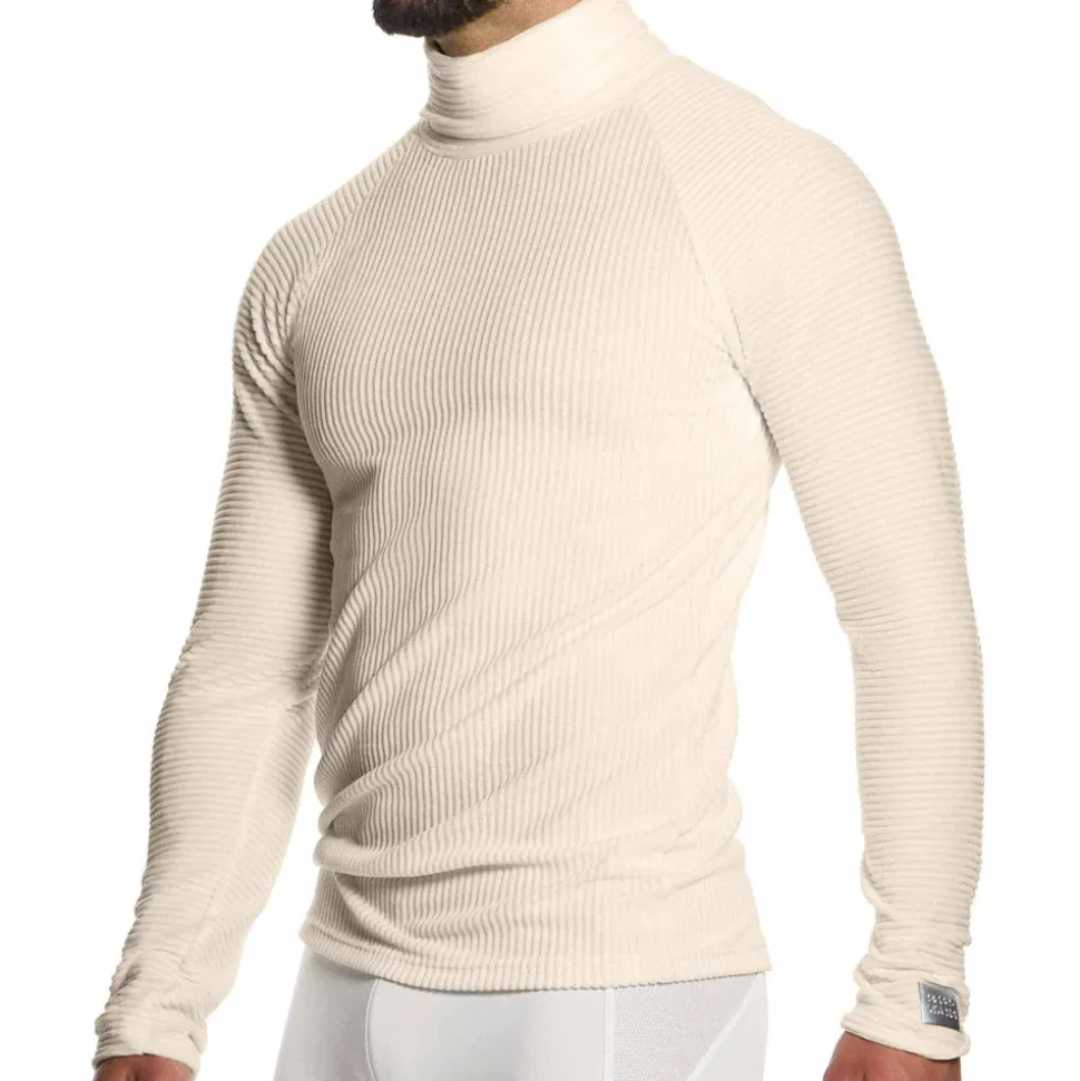 T-Shirt Col Roulé Corduroy Blanc Cassé