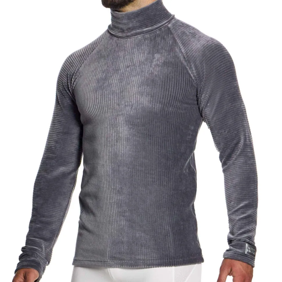 T-Shirt Col Roulé Corduroy Gris