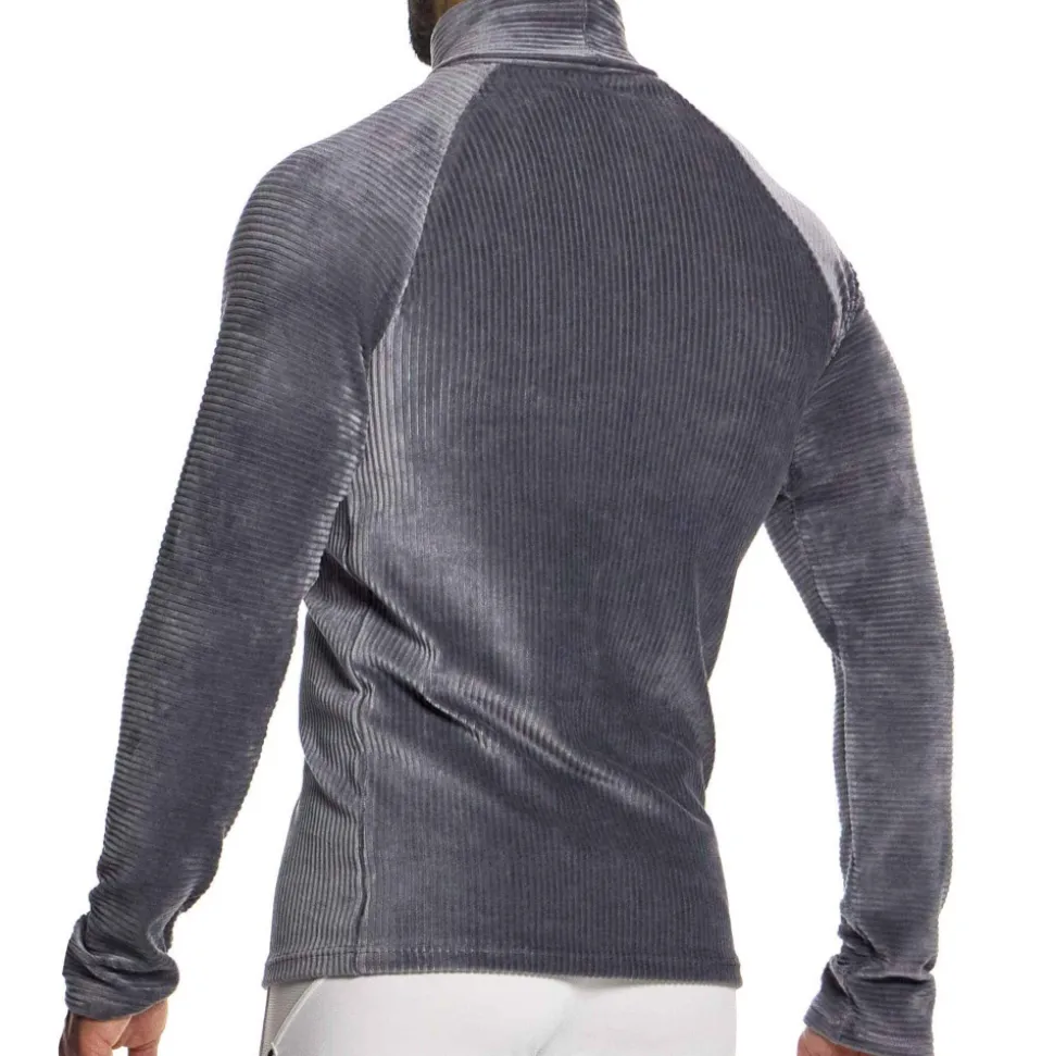 T-Shirt Col Roulé Corduroy Gris