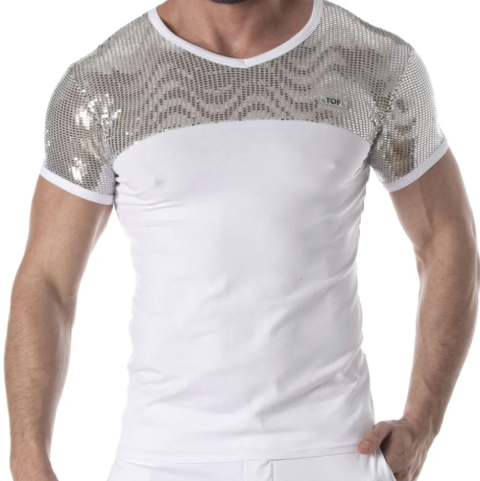 T-Shirt Glitter Blanc - Argent