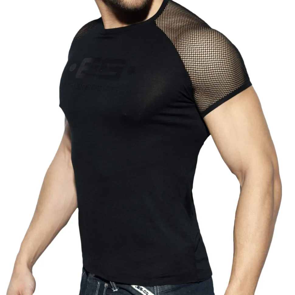 T-Shirt Raglan Mesh Noir
