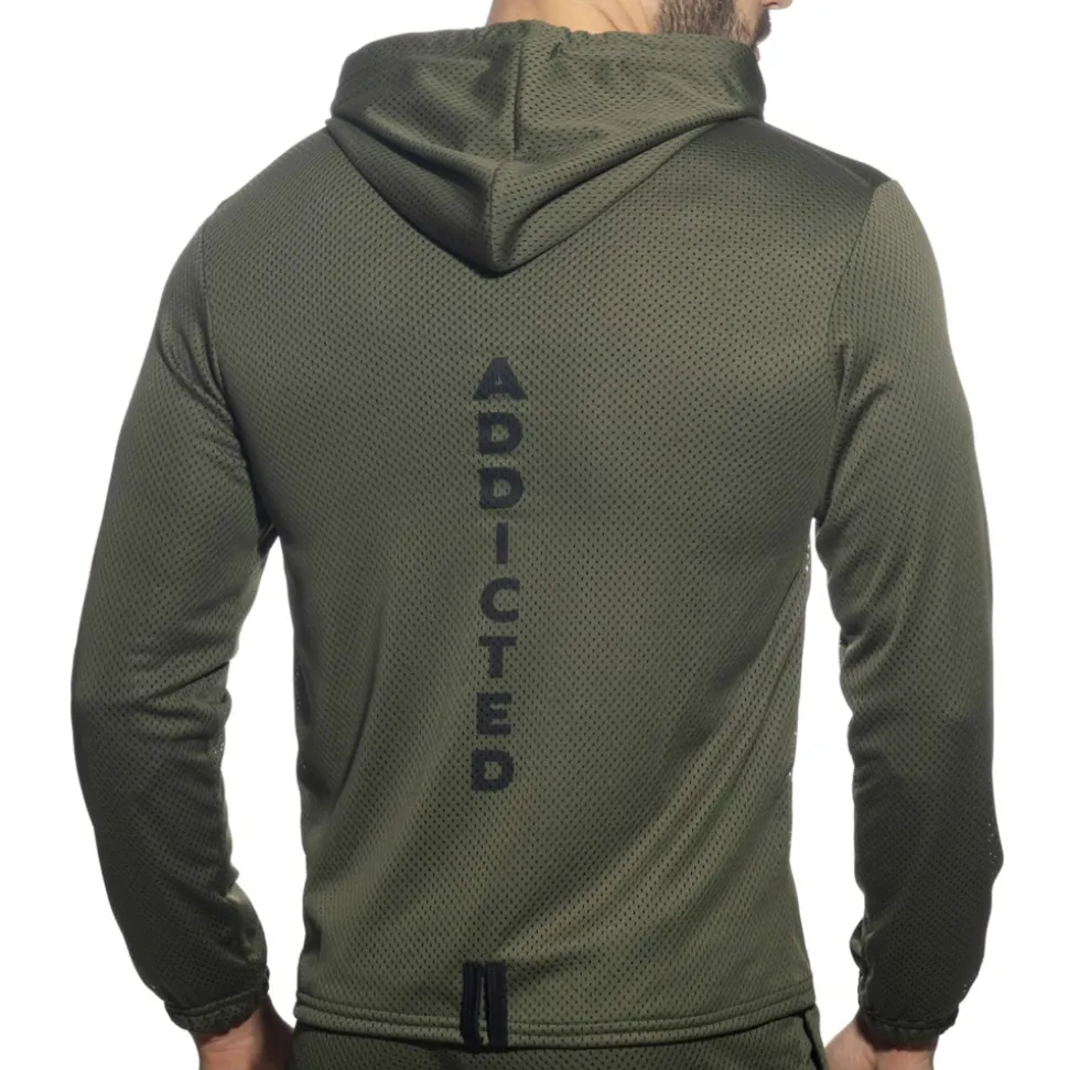 Veste à Capuche Manches Longues Loop Mesh Kaki